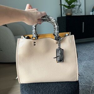 Coach Rouge Beige Tote with Snakeskin Accents